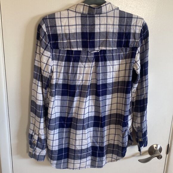 American Eagle boyfriend fit- softest-blue and white flannel size XS - Picture 7 of 12